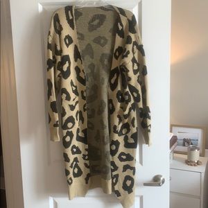Long cheetah print cardigan